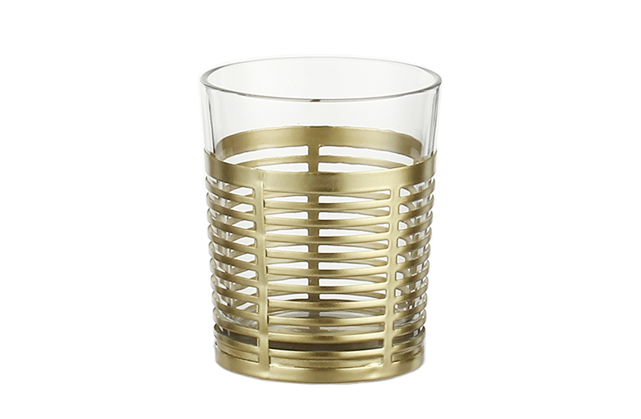 SET07500 Gold black iron art glassware set