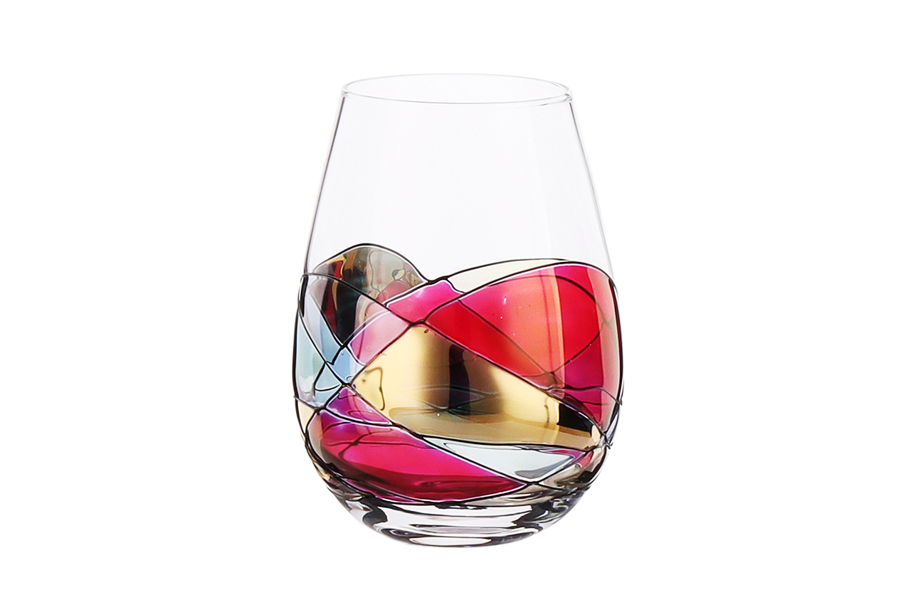 SET01896 Winding black silk and tracing gold glassware set with Electric-Painting