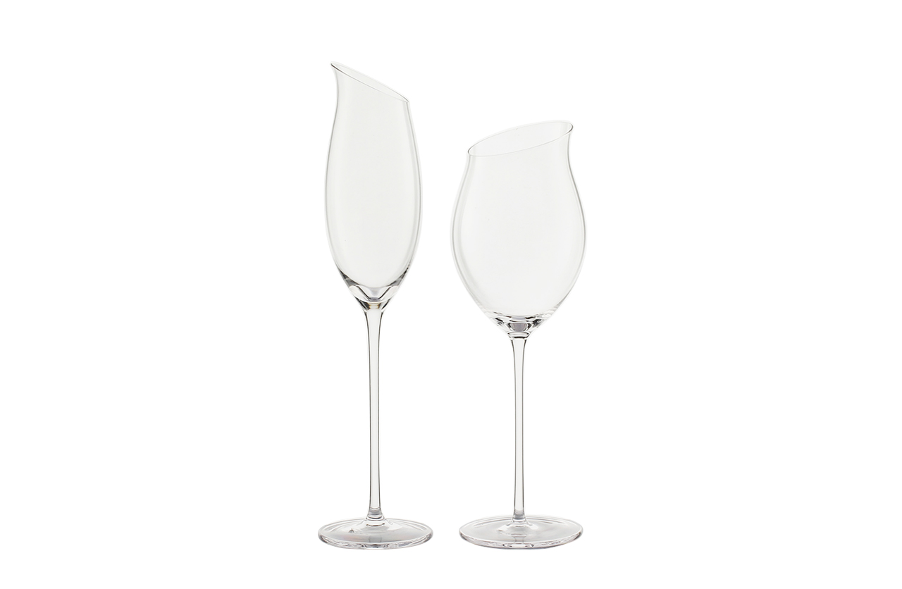 SET07686 Clear tulip shape bevel mouth european elegant clear wine glass