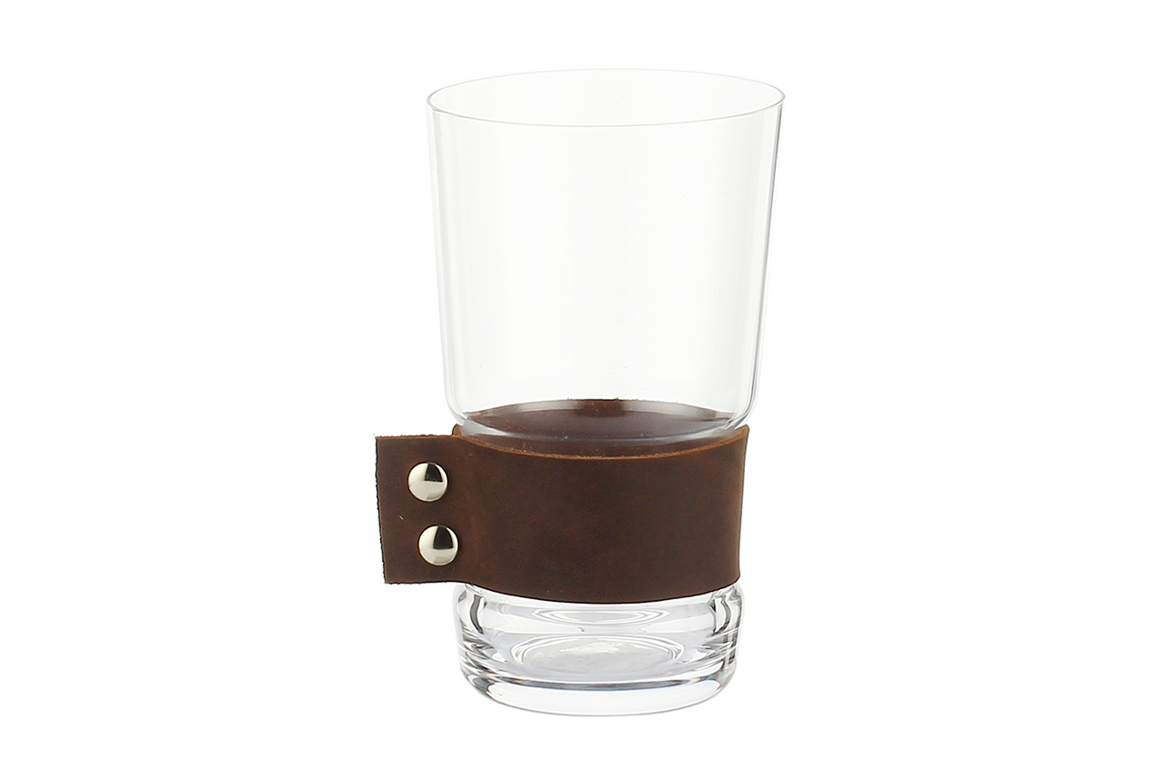 SET07641 Clear red wine newest design with eather trim glass