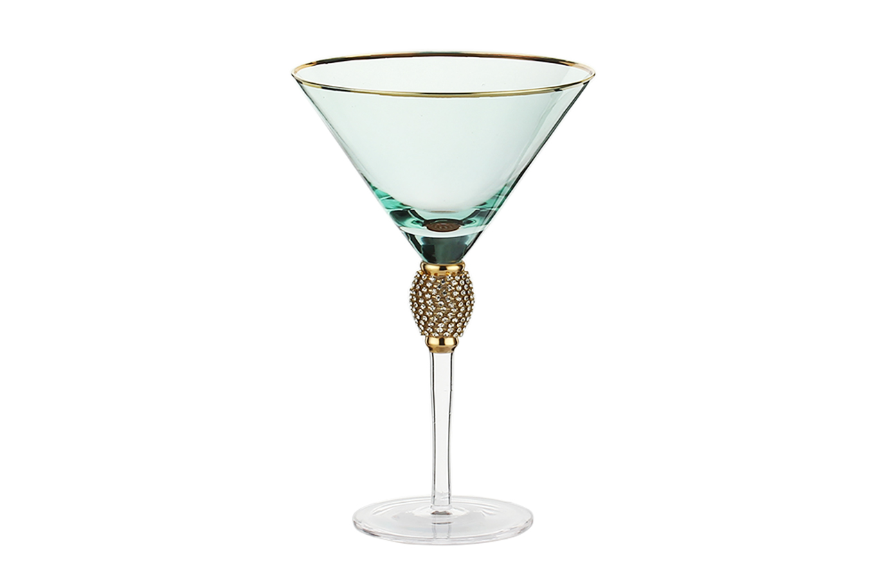 SET06579 Colored wine glass with diamond and gold rim
