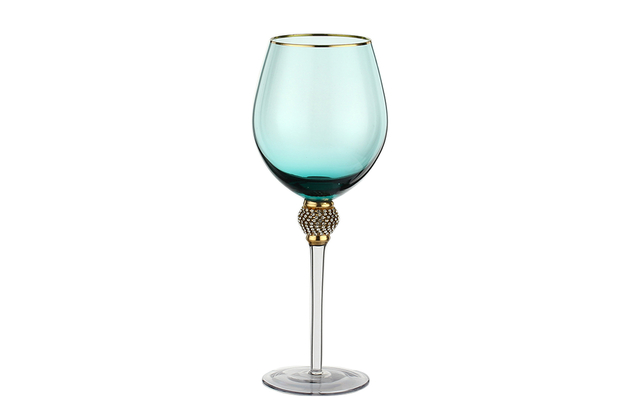 SET06579 Colored wine glass with diamond and gold rim