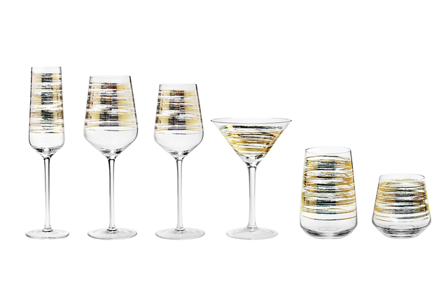 SET07134 Glassware set with gold decals decorate