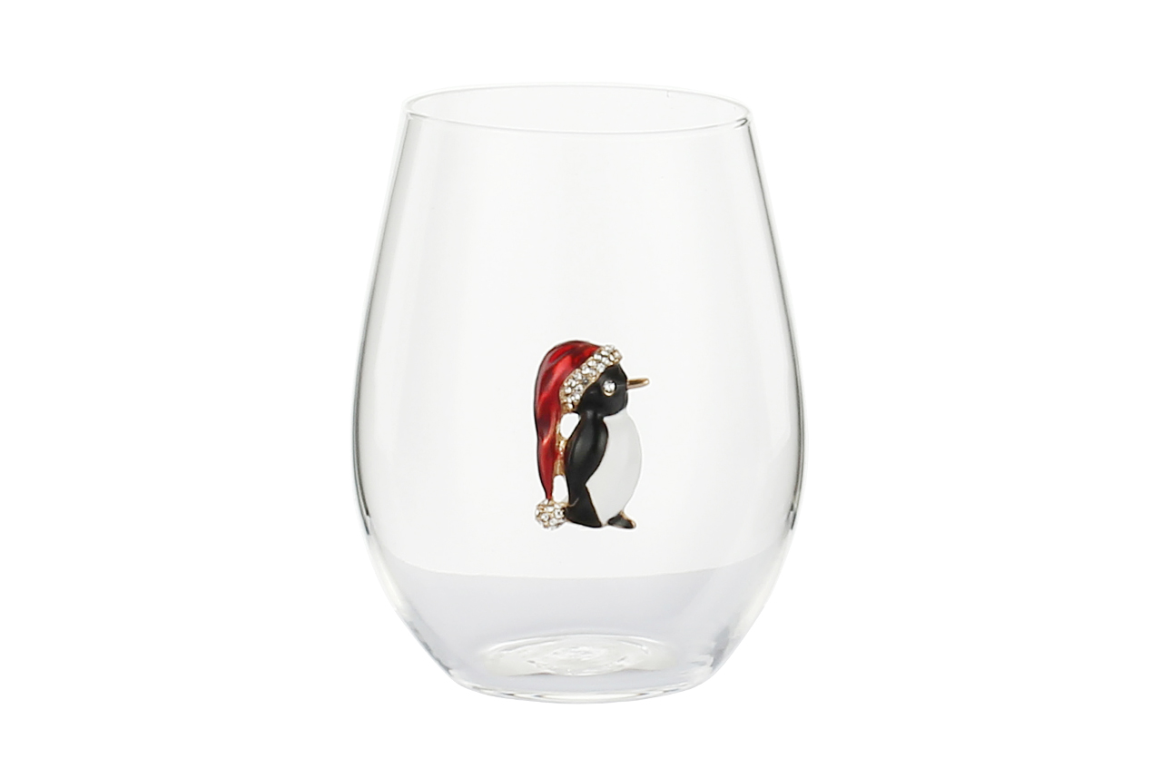 SET07683 Drinking glass set with Christmas design color pattern patch on glassware for home usage