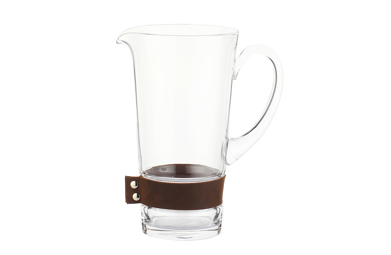 SET07641 Clear red wine newest design with eather trim glass