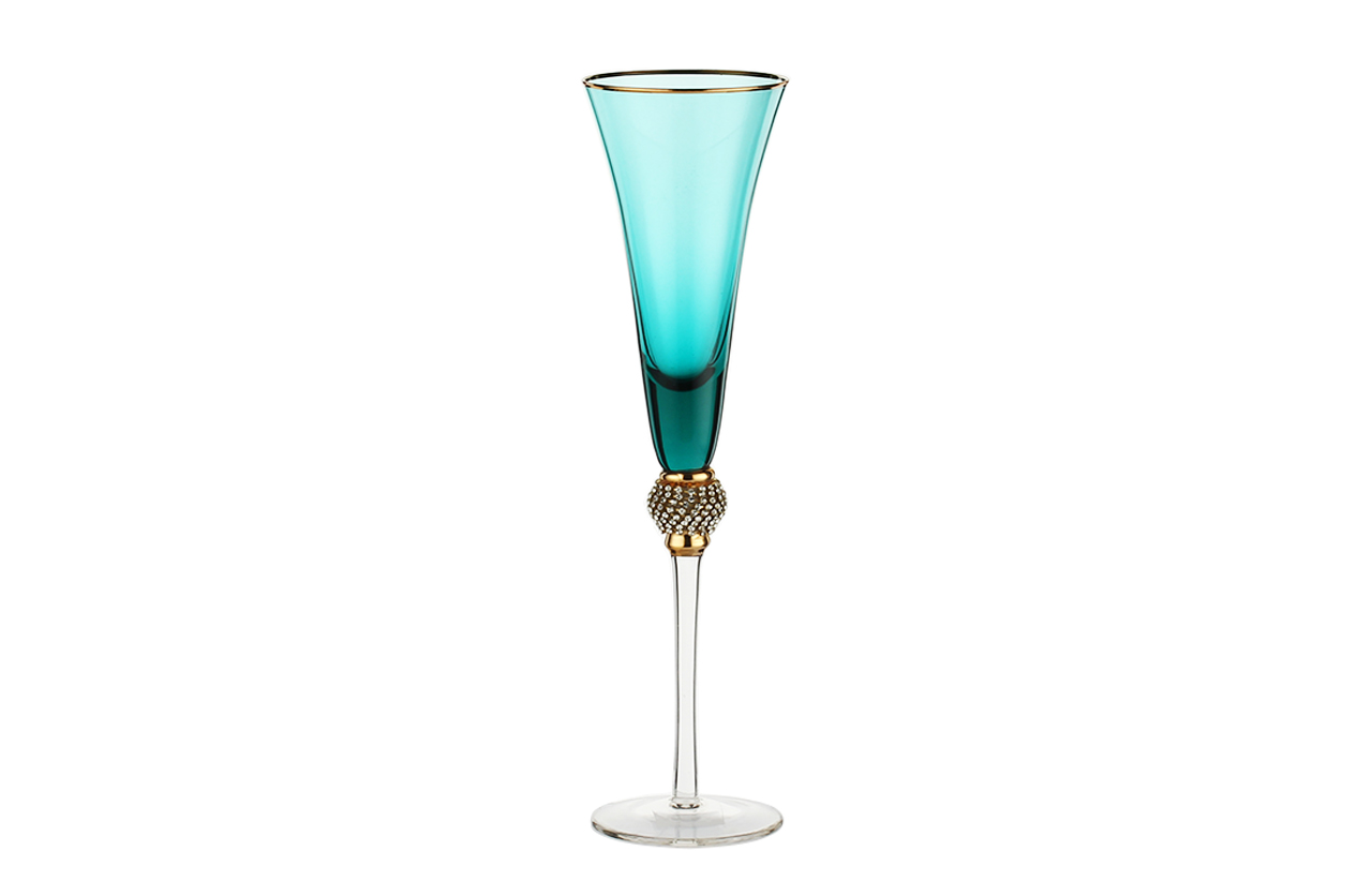 SET06579 Colored wine glass with diamond and gold rim